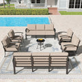 Kullavik Aluminum Patio Furniture Set, 7 Pieces 10 Seat Metal Outdoor Furniture by KULLAVIK