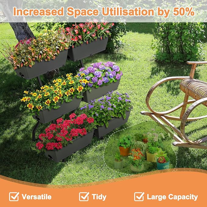 Raised Garden Beds with 6 Garden Planter Boxes Indoor Outdoor Vertical Raised - Image 6