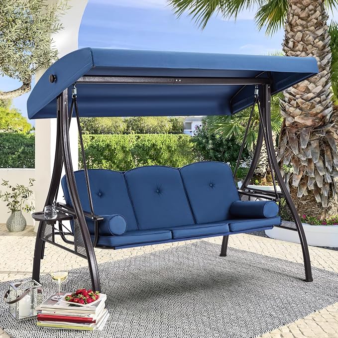HOMREST 3 Person Outdoor Porch Swing - Image 9
