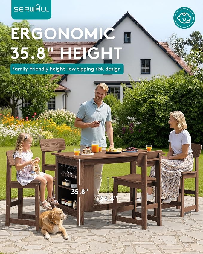 SERWALL 10-Piece HDPE Counter Height Dining Table Sets - Image 3