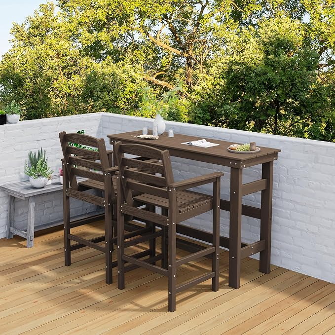 SERWALL 41" Outdoor Bar Table, HDPE Patio Bar Counter Height Table, All Weather - Image 8