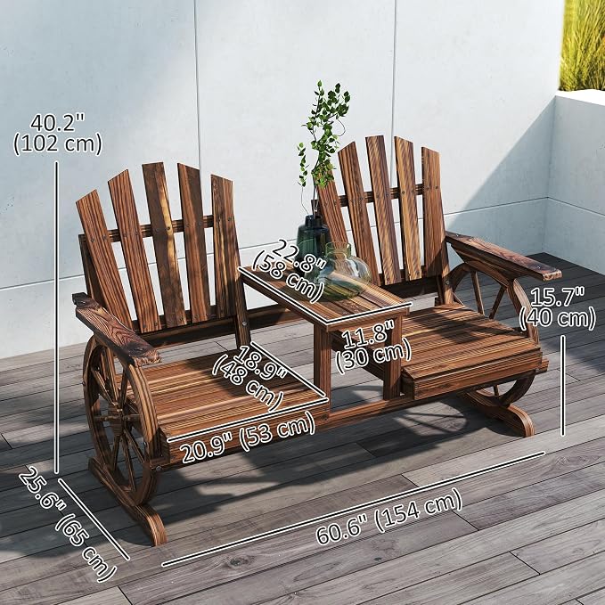 Outsunny Wooden Garden Bench - Image 3