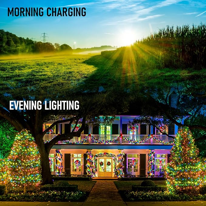 Dazzle Bright 2 Pack Total 400LED 132FT Multi-Colored Christmas Solar String - Image 7