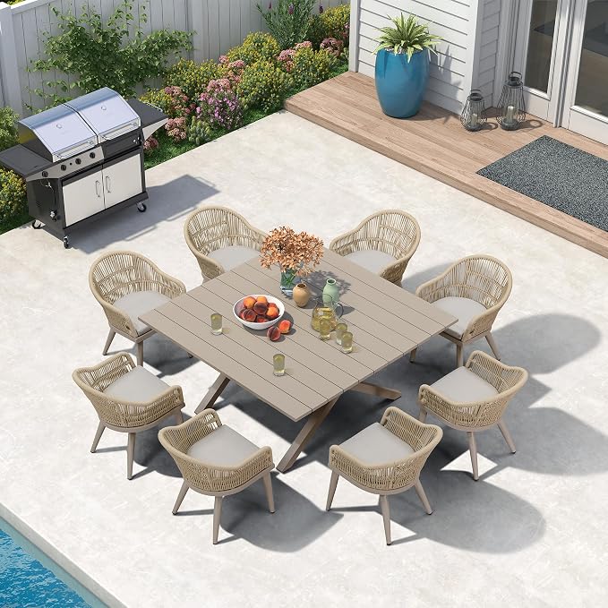 PURPLE LEAF 9 Pieces Patio Dining Set by PURPLELEAF