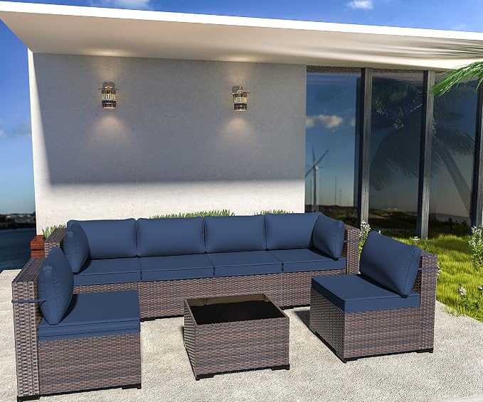 Outdoor Patio Furniture Set, 7 Pieces Outdoor Sectional Furniture Patio Sofa - Image 7