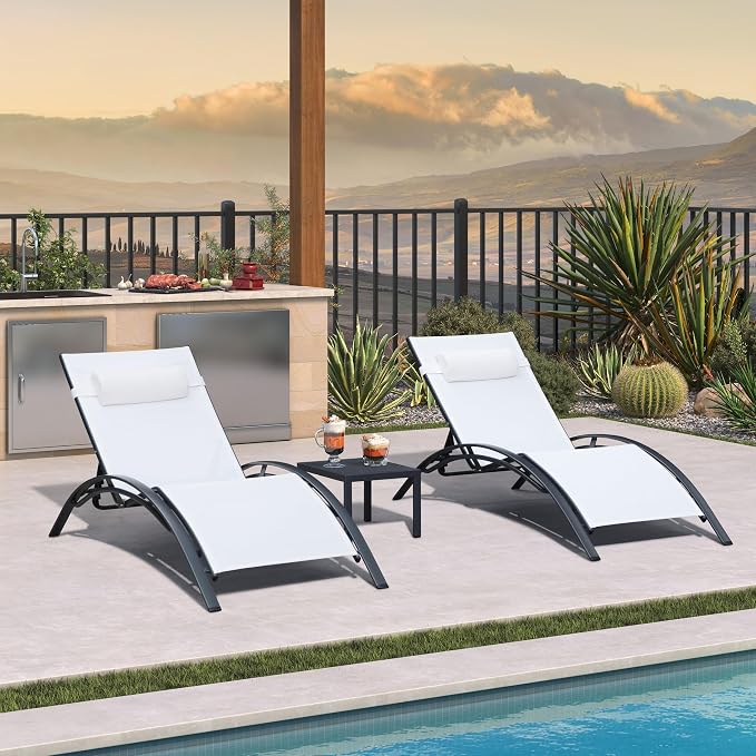 PURPLE LEAF Patio Oversized Chaise Lounge Chair Set - Image 3