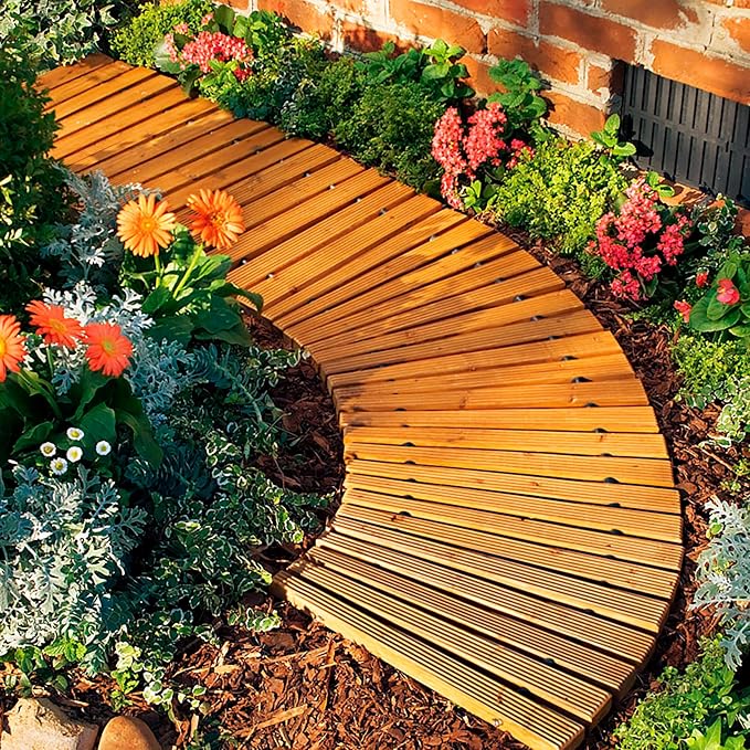 Plow & Hearth 4' Curved Outdoor Wooden Pathway | 17" Wide Rollout Outdoor - Image 6