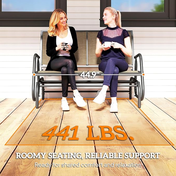 Outsunny 2-Person Outdoor Glider Bench, Patio Double Swing Rocking Chair - Image 7