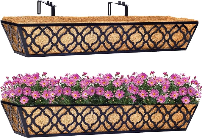 2pcs 30 Inch Window Deck with Coco Liner, Metal Hanging Flower Planter Window by LAWYAMAI
