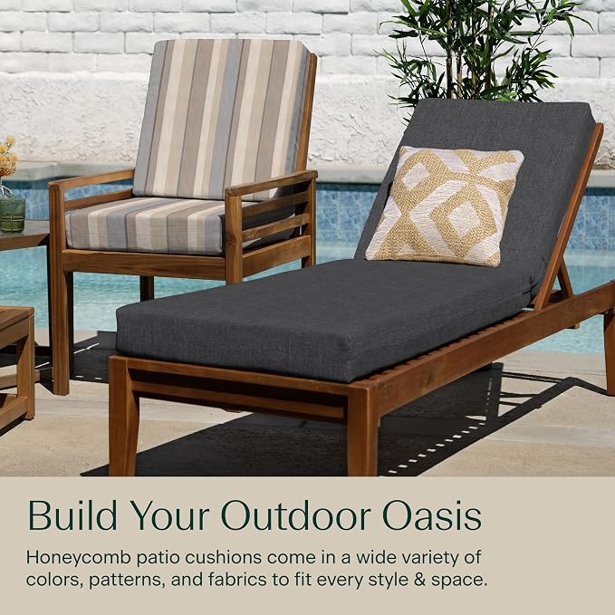 Honeycomb Outdoor Heritage Chaise 21.5 x 70, Textured Solid Charcoal Grey - Image 3