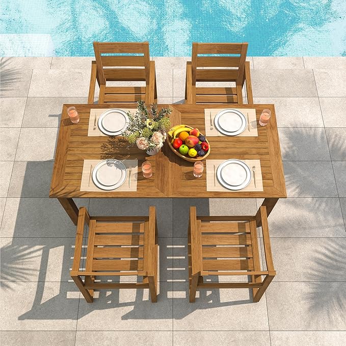 Patio Table and Chairs Set, HDPS 5-Piece Outdoor Dining Set, Patio Furniture by COZYMAN