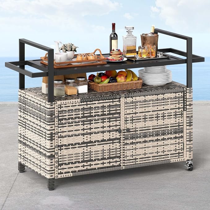 DWVO XXL Patio Storage Cabinet, Outdoor Bar Cart - Image 3