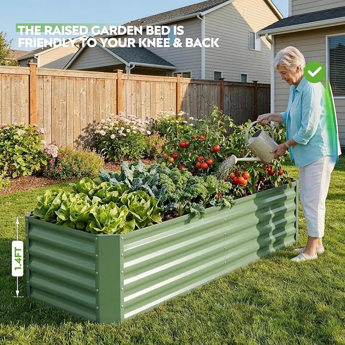 ZORMY 6×2×1.4ft Galvanized Raised Garden Bed Kit, Metal Planter Boxes Outdoor - Image 3