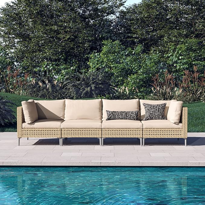 Grand patio 4-Piece Wicker Patio Furniture Set, Boho Outdoor Sectional Sofa - Image 8