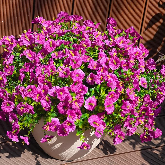 Artificial Flowers for Outdoors, UV Resistant Fake Silk Morning Glory, - Image 3