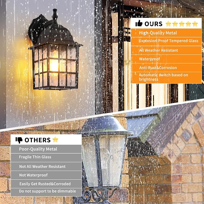 Dawn to Dusk Sensor Outdoor Wall Light Fixtures Waterproof Anti-Rust Exterior - Image 9