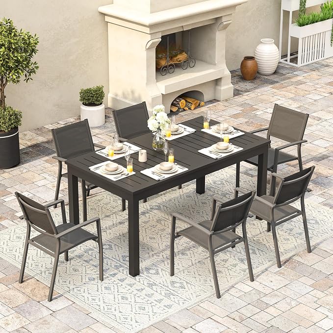 Expandable Aluminum Outdoor Dining Table, 3-Adjustable Lengths Patio Dining - Image 9