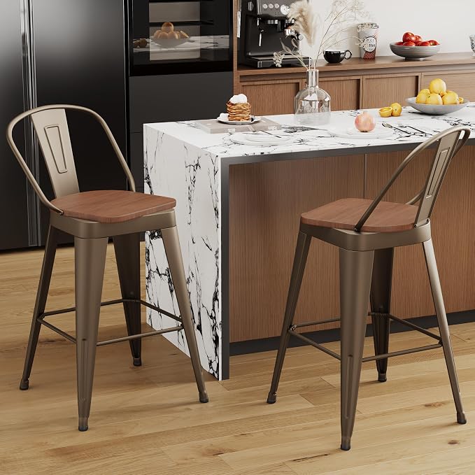 Aklaus Swivel Metal Bar Stools Swivel Modern Farmhouse Bar Chairs - Image 6