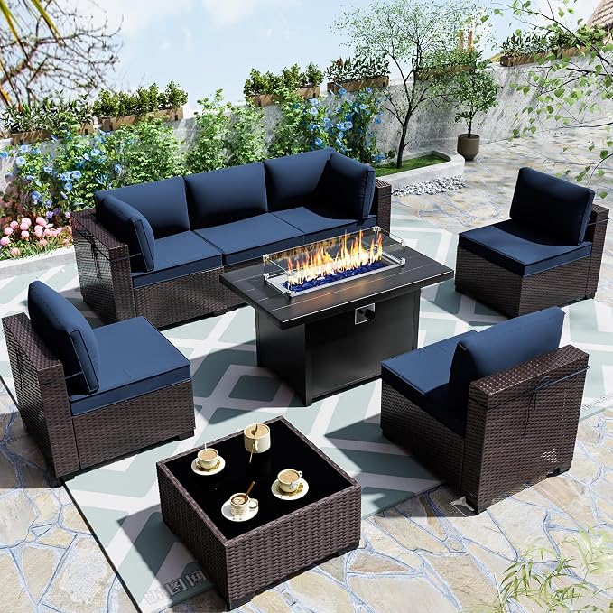 Outdoor Terrace Furniture Set, 8 Piece Outdoor Furniture Set, - Image 8