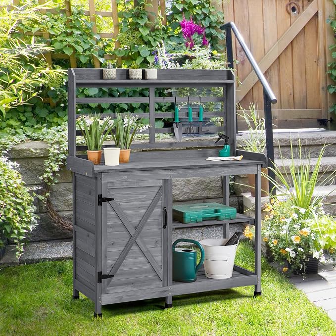 Yaheetech Outdoor Potting Bench, Large Horticulture Work Table Workstation - Image 2
