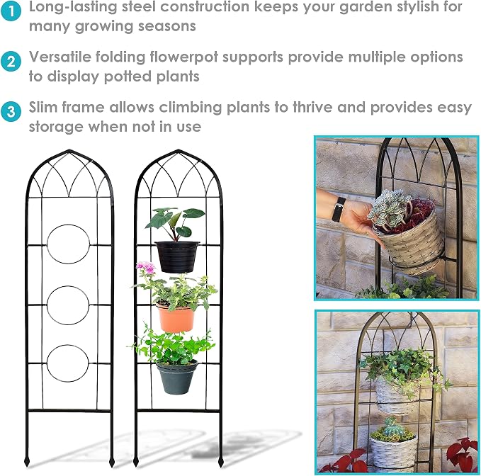 Sunnydaze Steel 2-Piece Arched Garden Trellis - Image 2