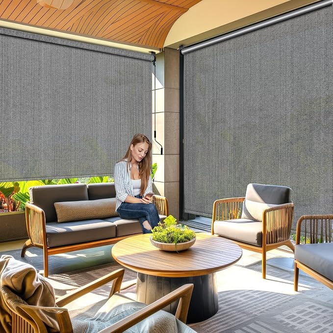 LIFERUN Outdoor Roller Sun Shade 8' W x 6' H, HDPE Shade Cloth - Image 8