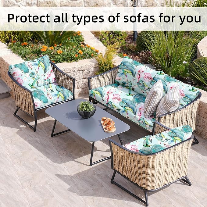 8Pcs Stretch Patio Cushion Covers, Outdoor Couch Covers Replacement, Outdoor - Image 4