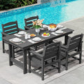 SERWALL Patio Dining Table Sets 5-Piece, Outdoor HDPE Dining Furniture Set by SERWALL