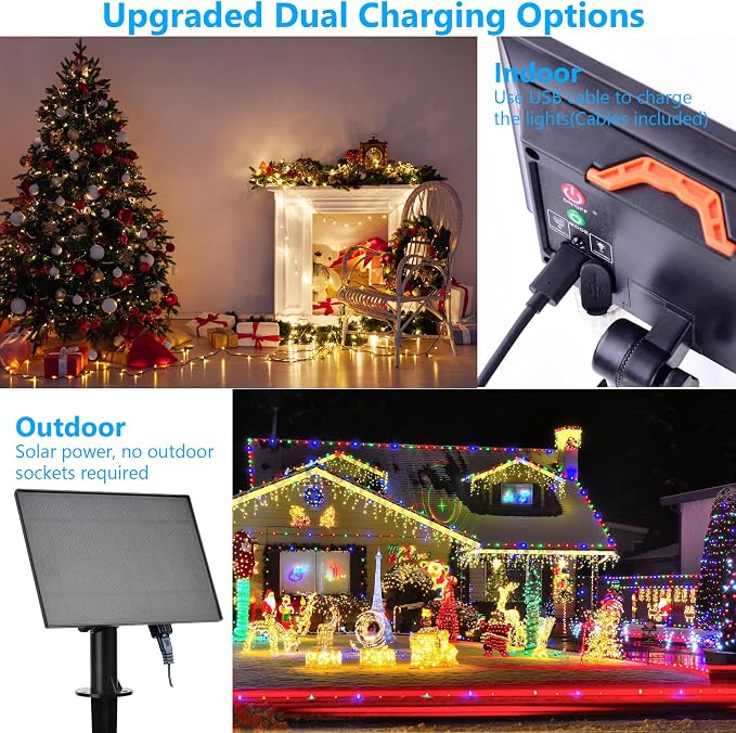 80Ft Solar String Lights for Outside, 18 Colors Changing 200 LED Solar Powered - Image 7