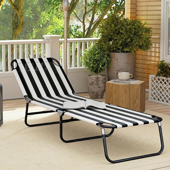 Outsunny Folding Chaise Lounge Pool Chairs, Outdoor Sun Tanning Chairs - Image 8