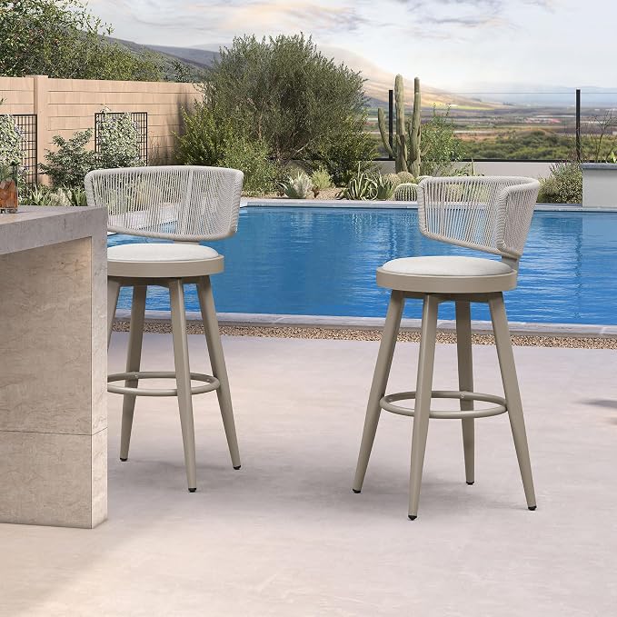 PURPLE LEAF Outdoor Bar Stools Set of 2 30 Inch Patio Swivel Bar Stool Chairs by Unknown