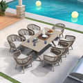 PURPLE LEAF Outdoor Dining Set for 8 All-Weather 9 Pieces Patio Aluminium by PURPLELEAF