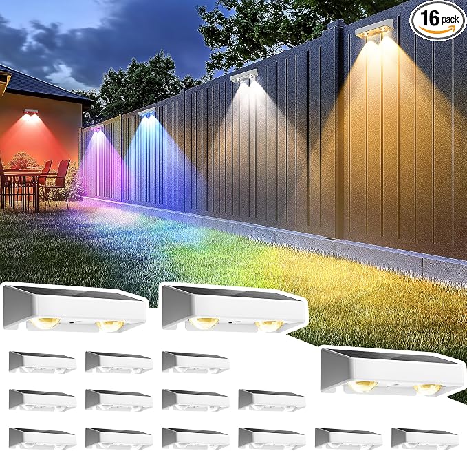 SOLPEX Solar Fence Lights Outdoor, 9 Fixed Colors ＆ Color Changing Fence Solar by Solpex