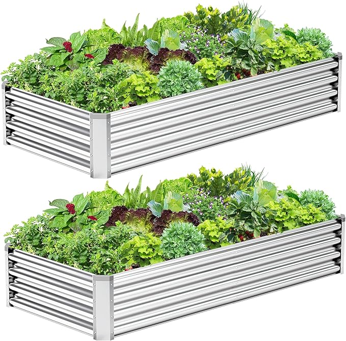 2PCS 6x3x1FT Galvanized Raised Garden Bed, Galvanized Planter Raised Garden by AyenGuard