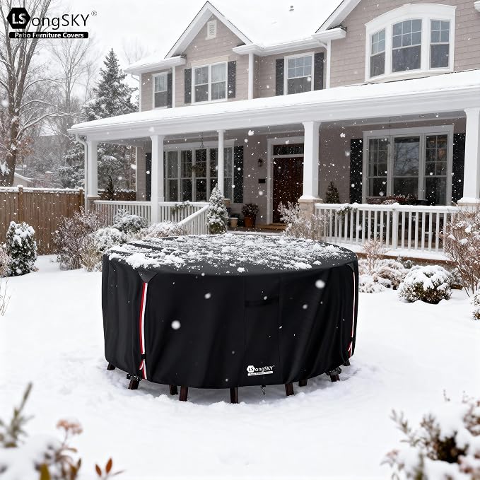 Round Patio Furniture Covers, 600D Heavy Duty Waterproof Outdoor Furniture Cover - Image 8
