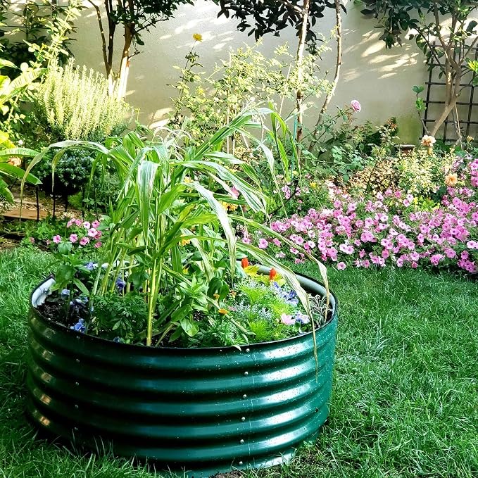 Vego garden 17" Tall 42" Round Raised Garden Bed Metal Raised Bed Planter Box - Image 9
