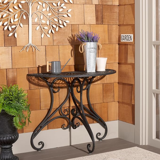 SAFAVIEH Outdoor Collection Annalise Victorian Scroll Antique Black Iron Accent - Image 2