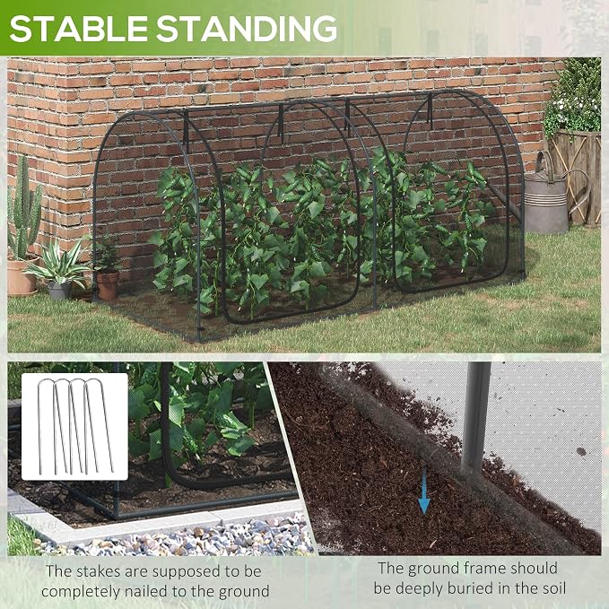 Outsunny 8' x 4' Crop Cage, Plant Protection Tent - Image 7