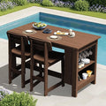 SERWALL 3-Piece Outdoor Counter Height Bar Set, HDPE Patio Bar Table by SERWALL