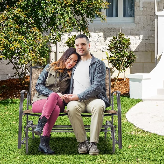 Giantex Patio Glider Bench, 400 Lbs Capacity, Steel Frame, Outdoor Swing Chair - Image 2