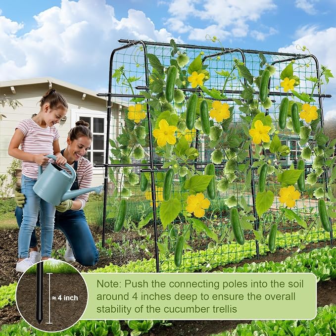 Cucumber Trellis for Raised Bed, 63 Inch A-Frame Garden Trellis for Climbing - Image 7