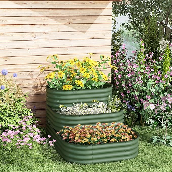 Outsunny 3-Tier Galvanized Steel Raised Garden Bed Kit, 62.25" x 43" x 32.25" - Image 8