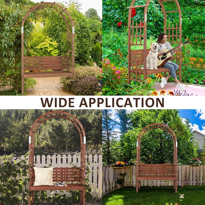 6.8FT Garden Arch with Bench, Arbor Arch - Image 3