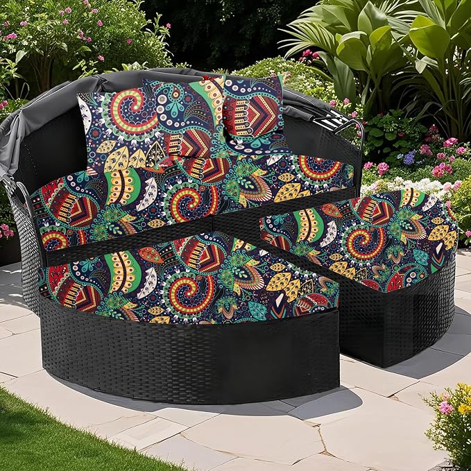 66" Round Daybed Cushion Cover & 3 Pillow Covers Set - Image 5