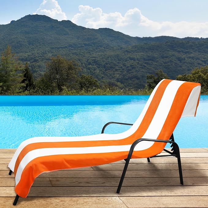 Superior Cabana Cotton Lounge Chair Cover, Outdoor Towel/Chaise Furniture Covers - Image 2