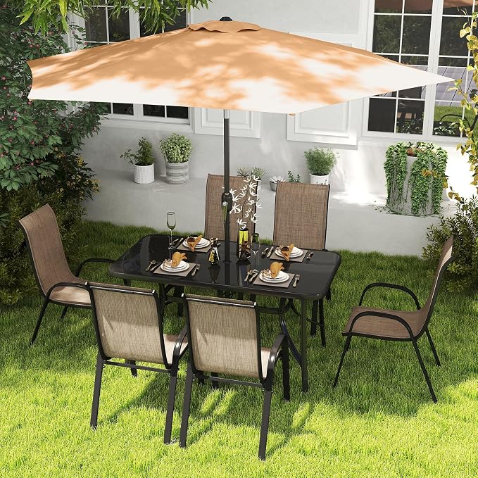 Outsunny 8 Pieces Patio Table and Chairs Set - Image 9