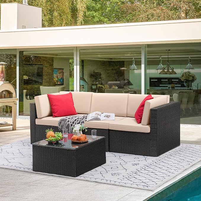 Devoko 4 Pieces Patio Furniture Sets All-Weather Outdoor Sectional Sofa Manual - Image 7