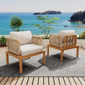 Outdoor Armchair Set of 2, Acacia Wood and Rope Club Chair by JIVOIT