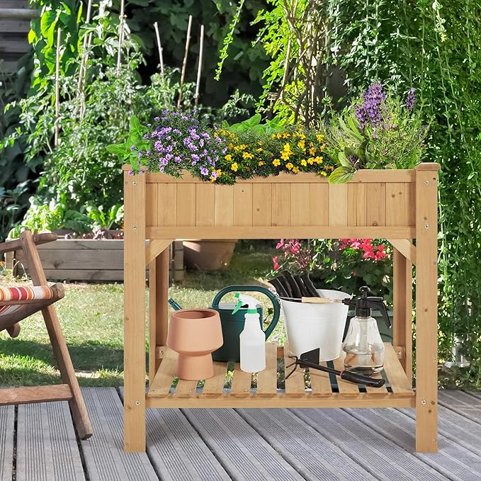 Yaheetech 36'' Hx25'' Wx37'' L Raised Garden Bed 8 Pocket Herbs Garden Planter - Image 2