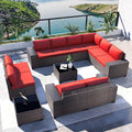 Kullavik 12 Pieces Outdoor Patio Furniture Set PE Wicker Rattan Sectional Sofa by KULLAVIK